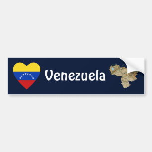 Venezuela flaggahjärta + Kartabildekal Bildekal