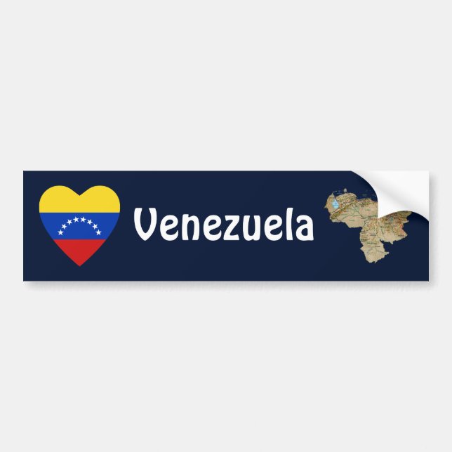 Venezuela flaggahjärta + Kartabildekal Bildekal (Framsidan)