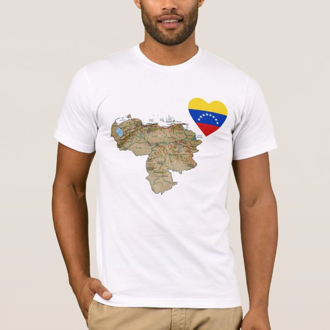 Venezuela flaggahjärta och kartaT-tröja Tee Shirt (Framsida)