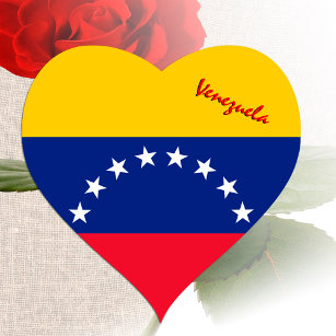 Venezuela Heart Sticker, Patriotic Venezuelan Flag Hjärtformat Klistermärke