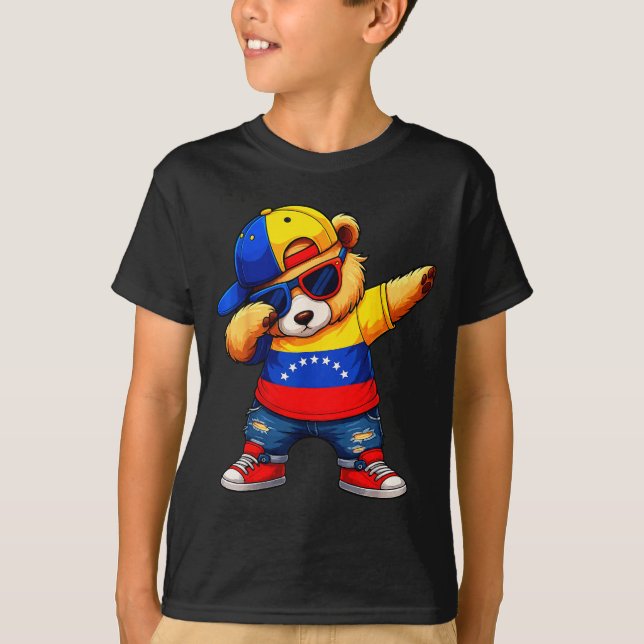 Venezuela Hispanic Heritage Venezuelan Bear Dabbin T Shirt (Framsida)
