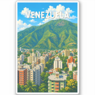 Venezuela Illustration Resa Konst Vintage Klistermärken