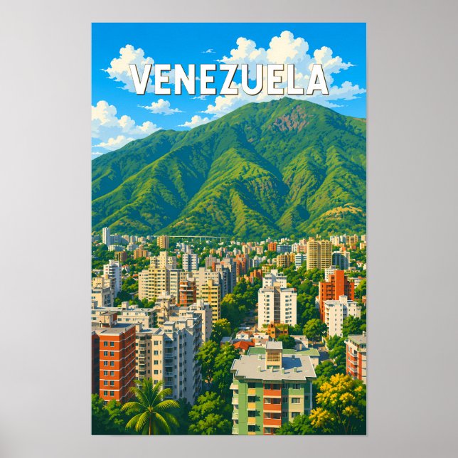 Venezuela Illustration Resa Konst Vintage Poster (Framsidan)