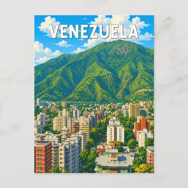 Venezuela Illustration Resa Konst Vintage Vykort (Framsida)
