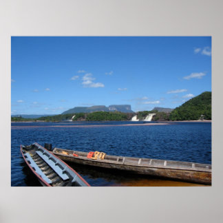 Venezuela Jungle Landskap med Boats Fine Art Poster