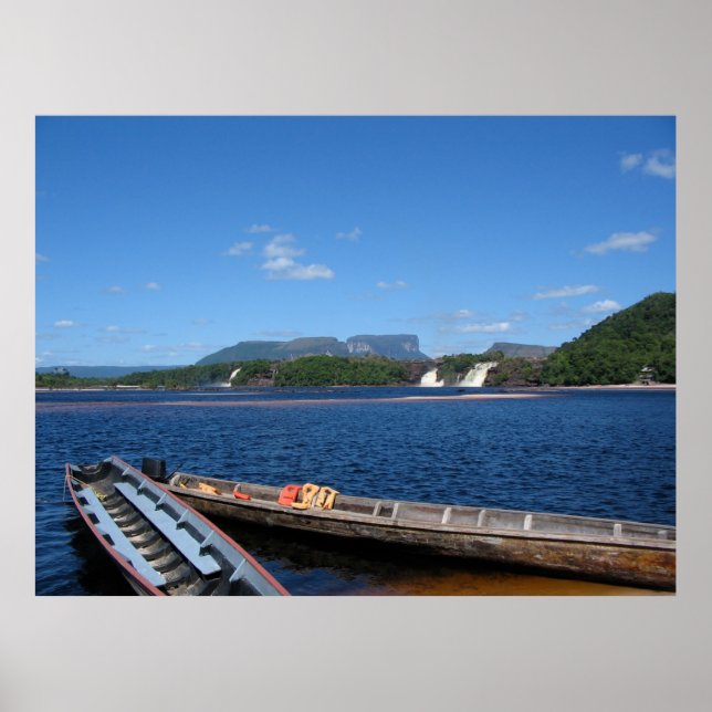 Venezuela Jungle Landskap med Boats Fine Art Poster (Framsidan)