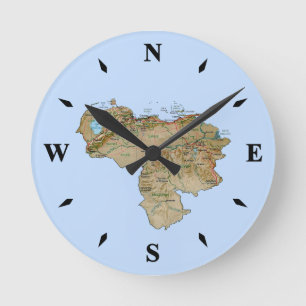 Venezuela Karta Clock Rund Klocka
