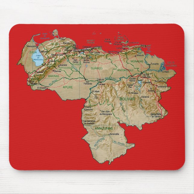 Venezuela karta Mousepad Musmatta (Framsidan)