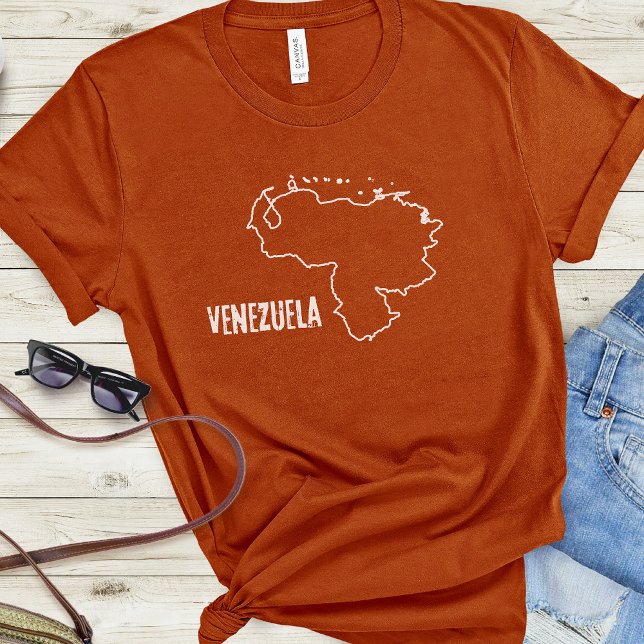 Venezuela Land Karta Venezuelan Gräns Shape T Shirt (Skapare uppladdad)