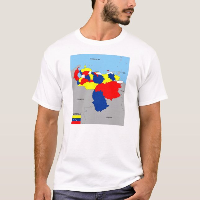 venezuela land politisk svart karta flagga tee (Framsida)