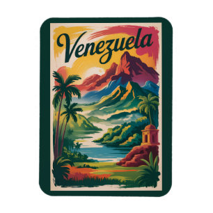 Venezuela Landskapsillustration Resa Konst Retro Magnet