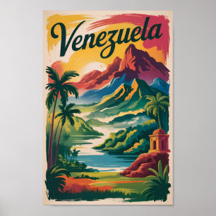 Venezuela Landskapsillustration Resa Konst Retro Poster