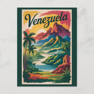 Venezuela Landskapsillustration Resa Konst Retro Vykort