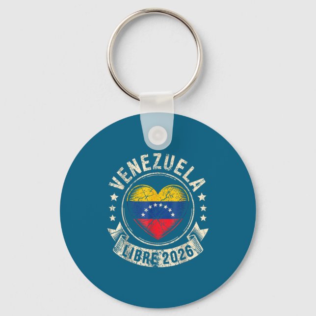 Venezuela Libre 2026 Venezuela Heart Flag  Nyckelring (Framsida)