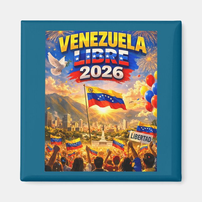Venezuela Libre 2026 Venezuela Hjärtflagga  Magnet (Framsidan)