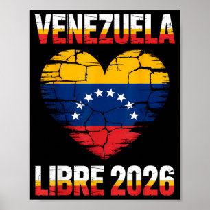 Venezuela Libre 2026 Venezuela Hjärtflagga Poster