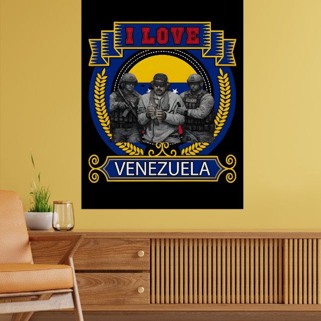 Venezuela Libre Captured Live Maduro T-shirt Poster (Vardagsrum 2)