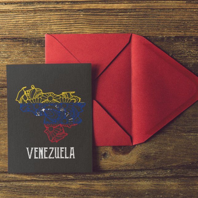 Venezuela Mandala Karta Vykort (venezuela mandala map flag postcard)
