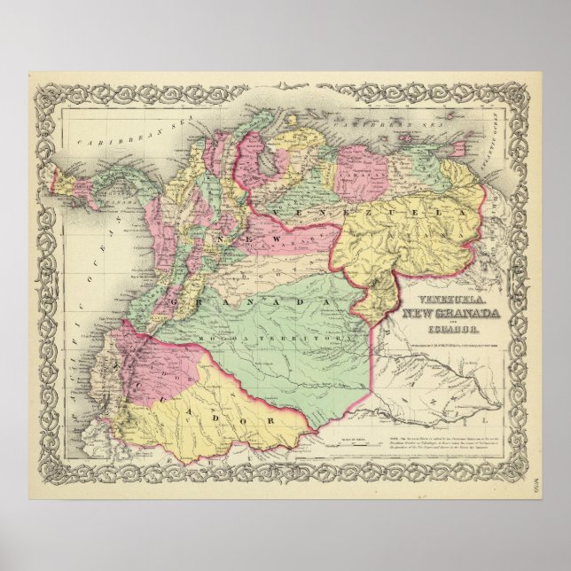 Venezuela, New Granada och Ecuador Poster (Framsidan)