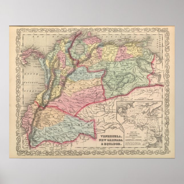 Venezuela, Nya Grenada och Equador Poster (Framsidan)