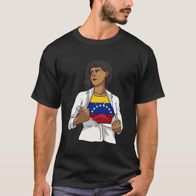 Venezuela Proud Venezuelan Flagga Hispanic Girl Wo T Shirt (Framsida)