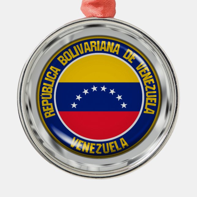 Venezuela Round Emblem Julgransprydnad Metall (Framsidan)