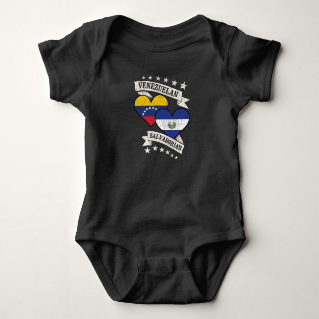 Venezuela Salvador Heart Flaggor Venezuela El Sal T Shirt (Framsida)