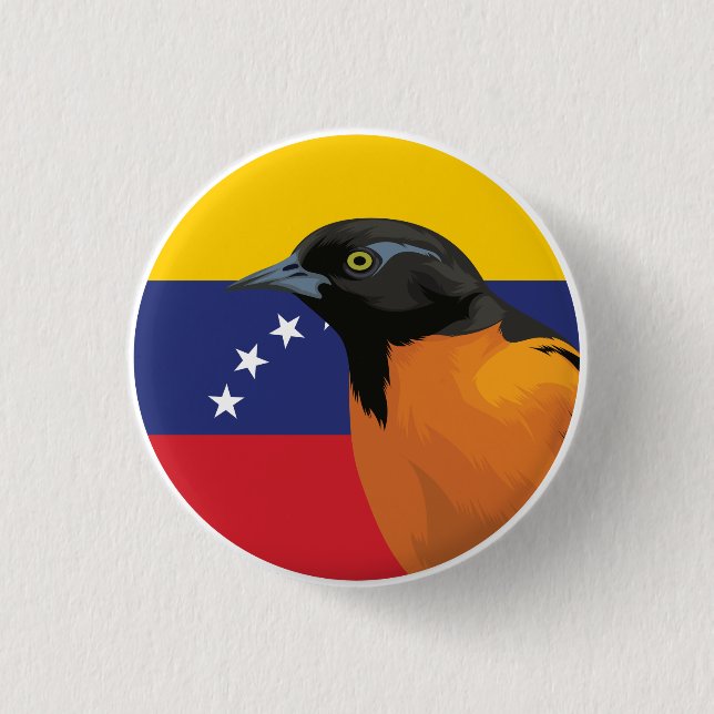 Venezuela Troupial Venezuelas nationella Flagga fö Knapp (Framsida)