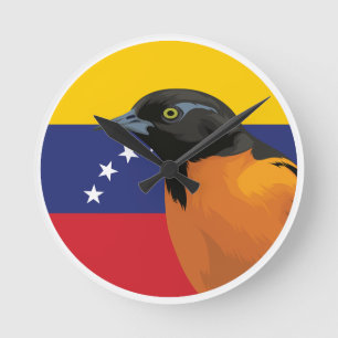 Venezuela Troupial Venezuelas nationella Flagga fö Rund Klocka
