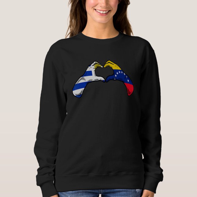 Venezuela Uruguay Flag Venezuelan Uruguayan Heart T Shirt (Framsida)