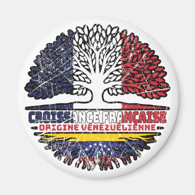 Venezuela Venezuelan French France Tree Roots Flag Magnet (Framsidan)