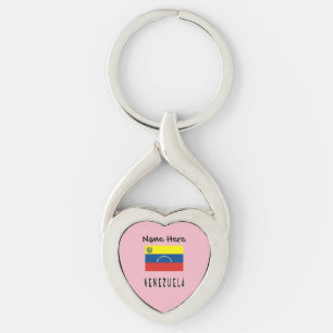 Venezuela Venezuelansk Flagga Personligt Namn Twisted Heart Silverfärgad Nyckelring