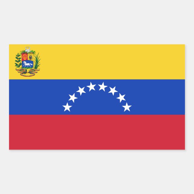 Venezuela/Venezuelas Flagga Rektangulärt Klistermärke (Framsida)