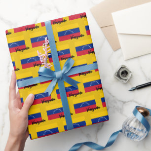 Venezuela Wrapping Papper, Venezuelan Flagga Guld Presentpapper