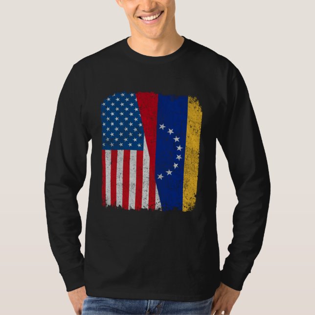 Venezuelan American Flag Half USA Venezuela Root P T Shirt (Framsida)