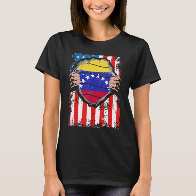 Venezuelan American Grown Patriot Venezuela Flagga T Shirt (Framsida)