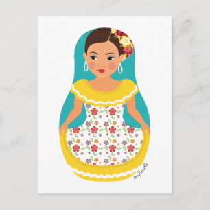 Venezuelan Dancer Matryoshka Postcard Vykort