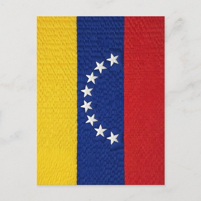 Venezuelan flag embroidery style design vykort (Framsida)
