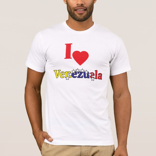 venezuelan,mens heart, i love Venezuela ,flag T Shirt (Framsida)