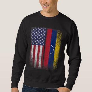 Venezuelan Roots American Grown Venezuela USA flag Lång Ärmad Tröja