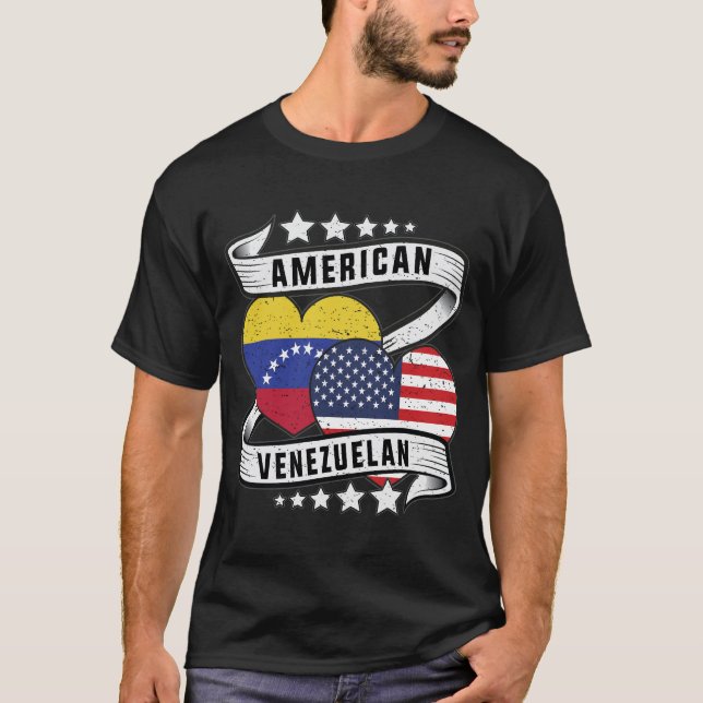 Venezuelansk amerikansk flagga t shirt (Framsida)