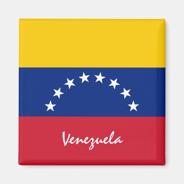 Venezuelas flagga och Venezuelas helgdag/sportfant Magnet (Framsidan)