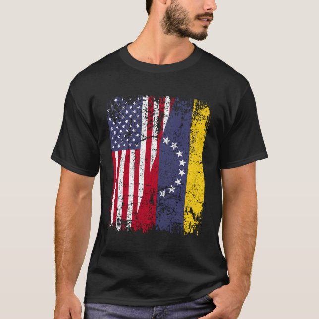 Venezuelas rötter Halvamerikanska Flagga Venezuela T Shirt (Framsida)