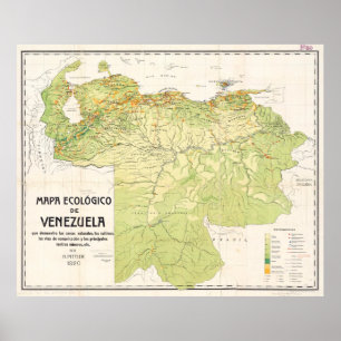 Venezuelas vintage Karta (1920) Poster