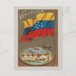 Venezuelas vintage med flagga vykort