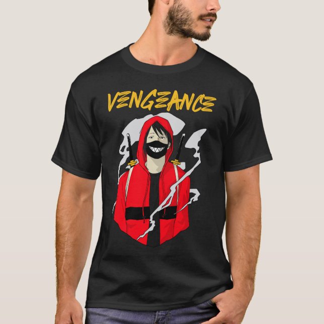 Vengeance - Mörk Anime Samurai T-Shirt (Framsida)