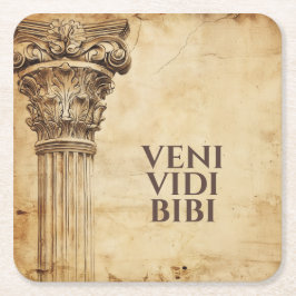 Veni Vidi Bibi Funny Ancient Rome Latin Saying Underlägg Papper Kvadrat