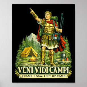 Veni Vidi Cam Rolig Camng Romersk Soldat Latin Poster