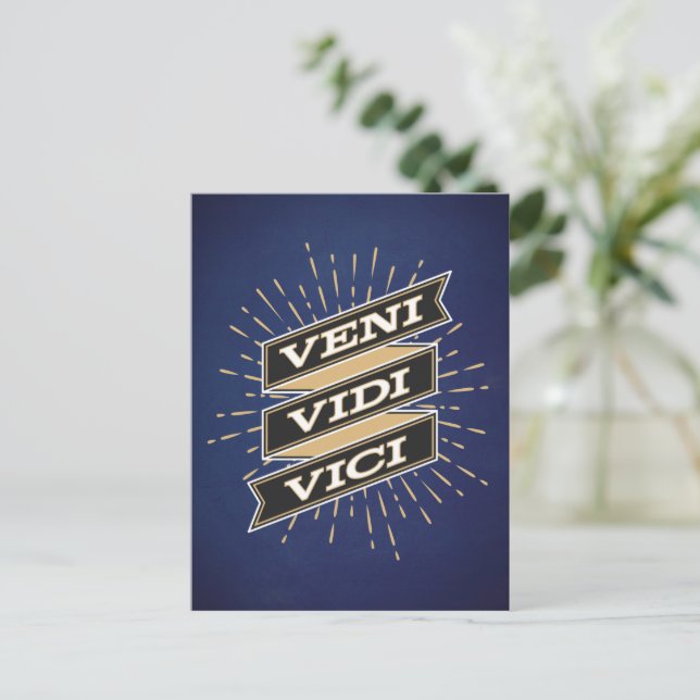 Veni Vidi Vici Blue Postcard Vykort (Stående Fram)