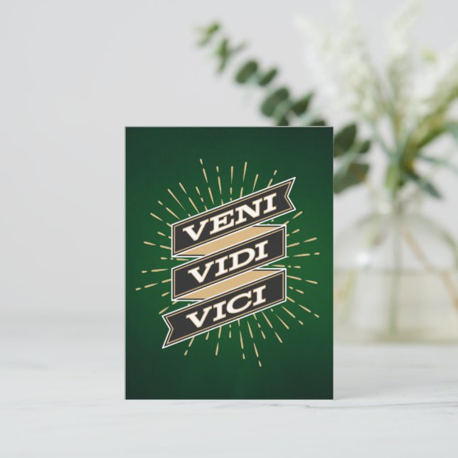 Veni Vidi Vici Grönt Postcard Vykort (Stående Fram)